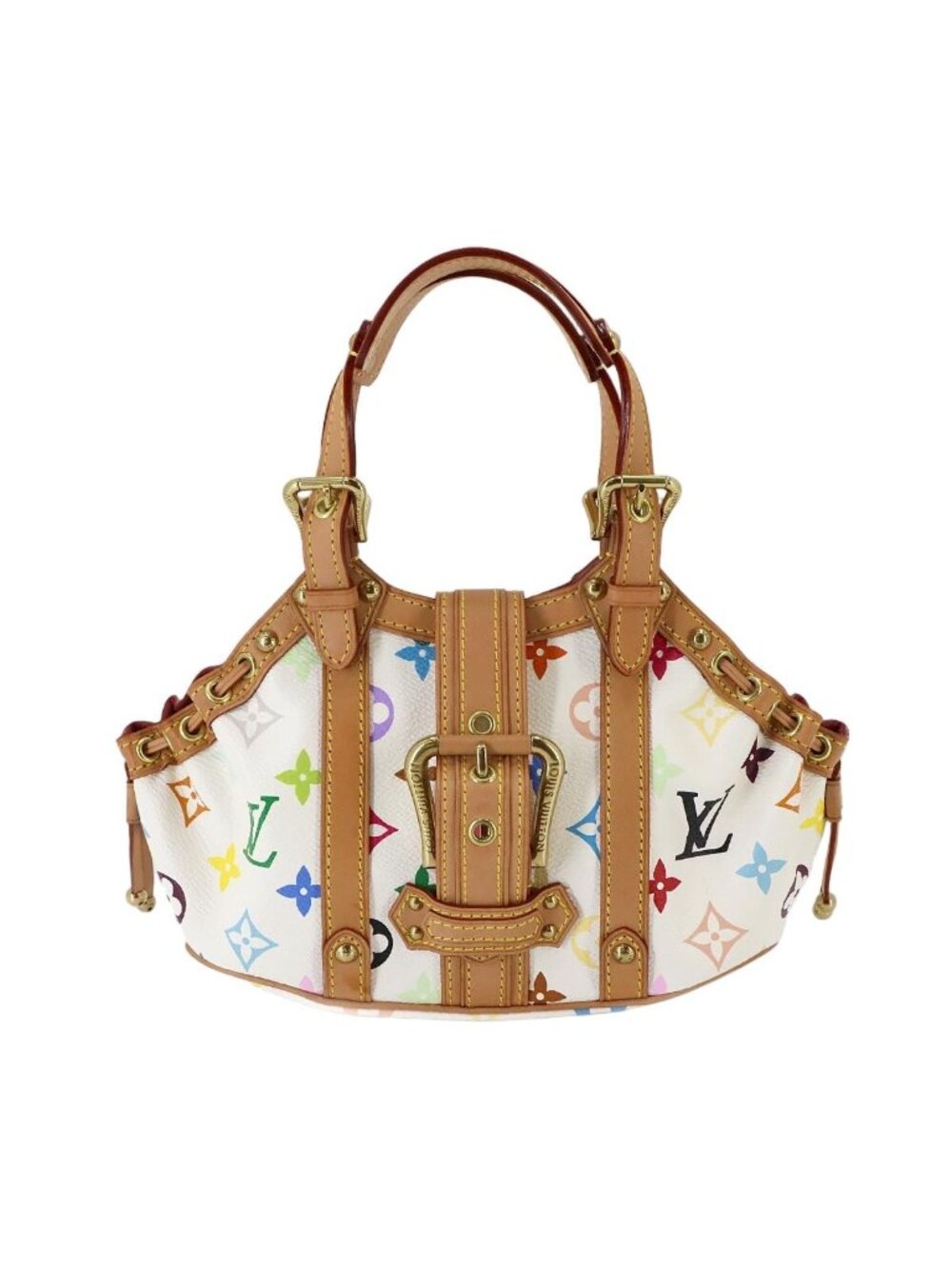 Louis Vuitton Monogram Multicolor Theda Hand Bag Blanc Gold PM